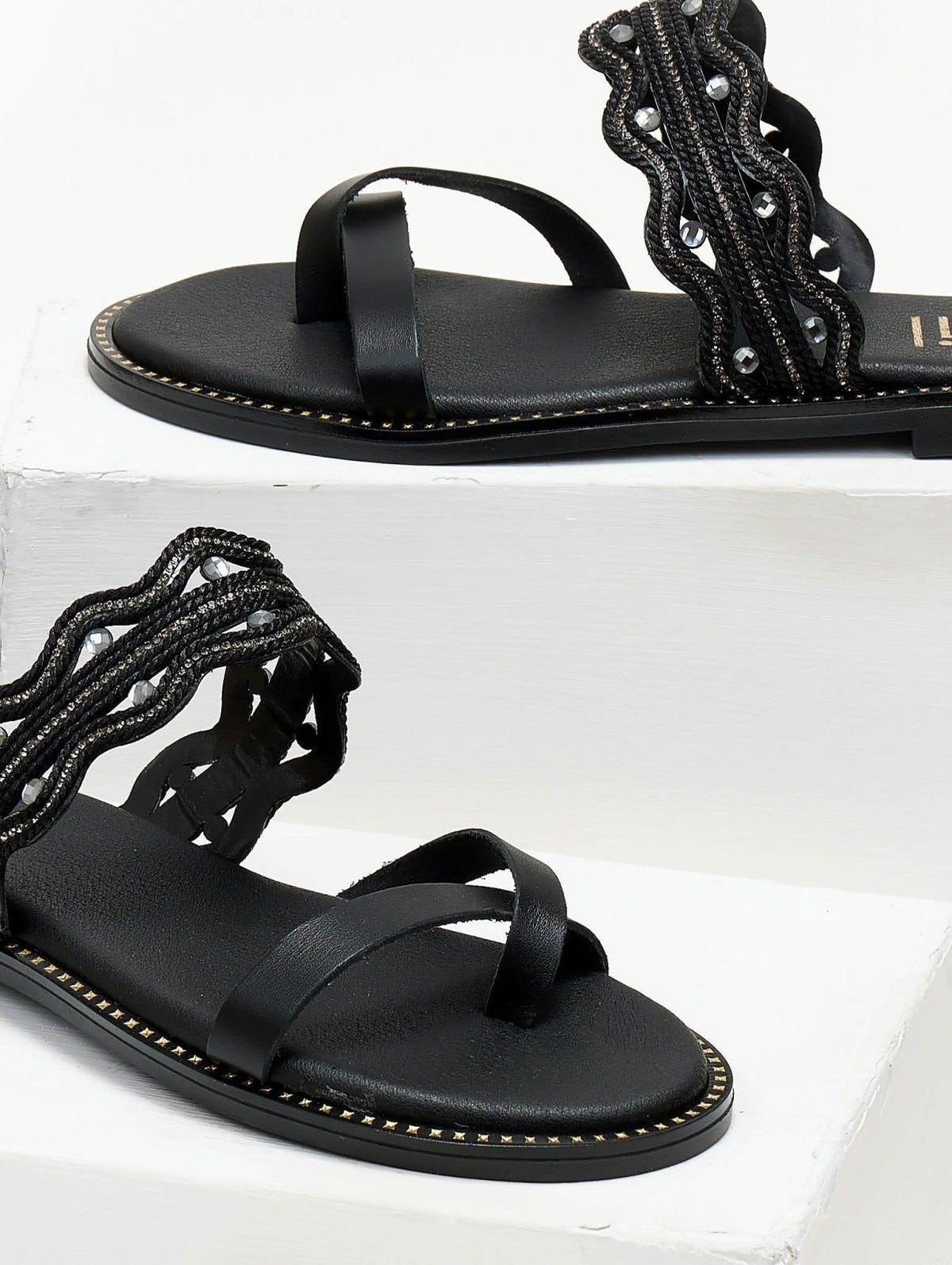 Σανδάλια με πλεκτό σχέδιο Estil - Μαύρο - thefashionproject.gr - Estil