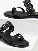 Σανδάλια με πλεκτό σχέδιο Estil - Μαύρο - thefashionproject.gr - Estil