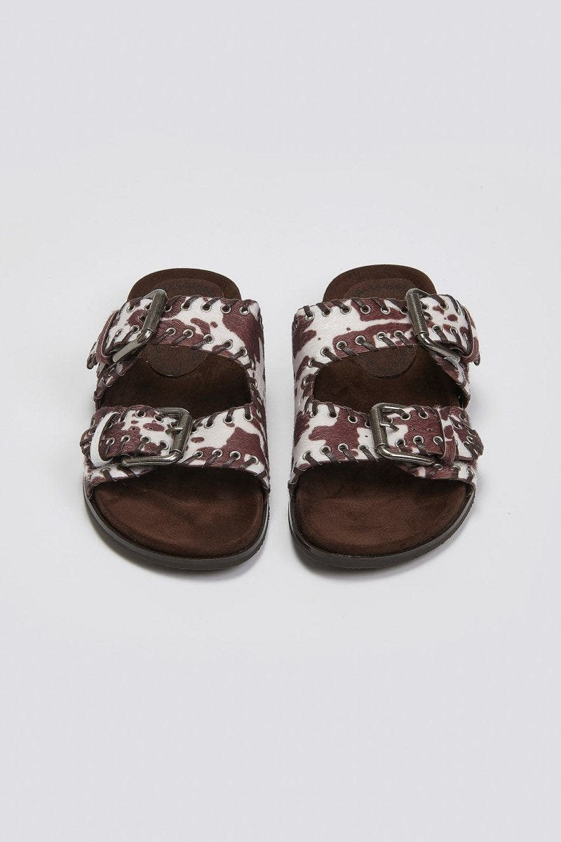 Σανδάλια με print Corina - Καφέ - thefashionproject.gr - CORINA