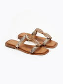 Σανδάλια με print και πέτρες - Μαύρο/Χρυσό - thefashionproject.gr - ERYNN