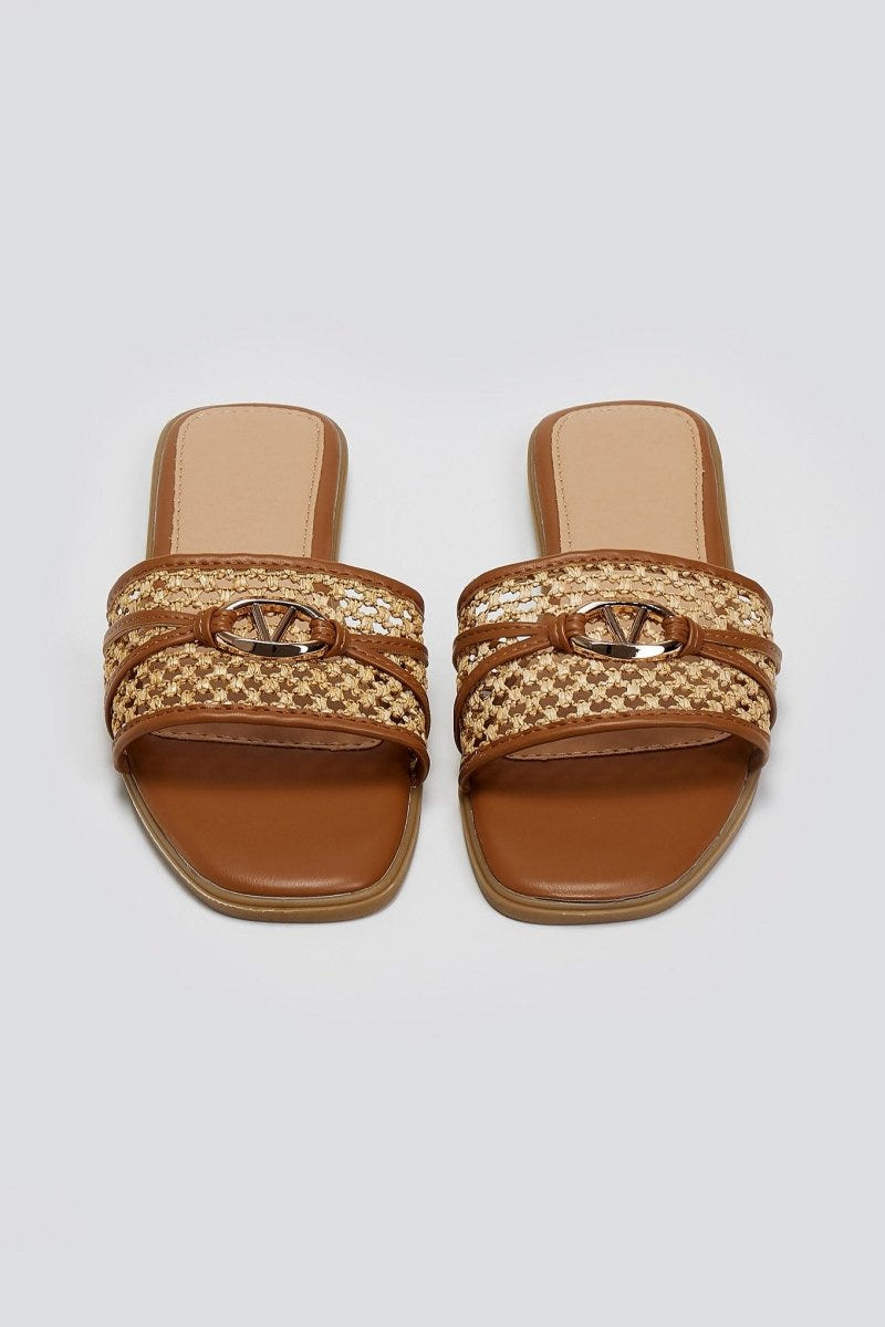 Σανδάλια με ψάθα ERYNN - Κάμελ - thefashionproject.gr - ERYNN