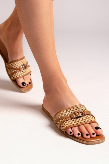 Σανδάλια με ψάθα ERYNN - Κάμελ - thefashionproject.gr - ERYNN