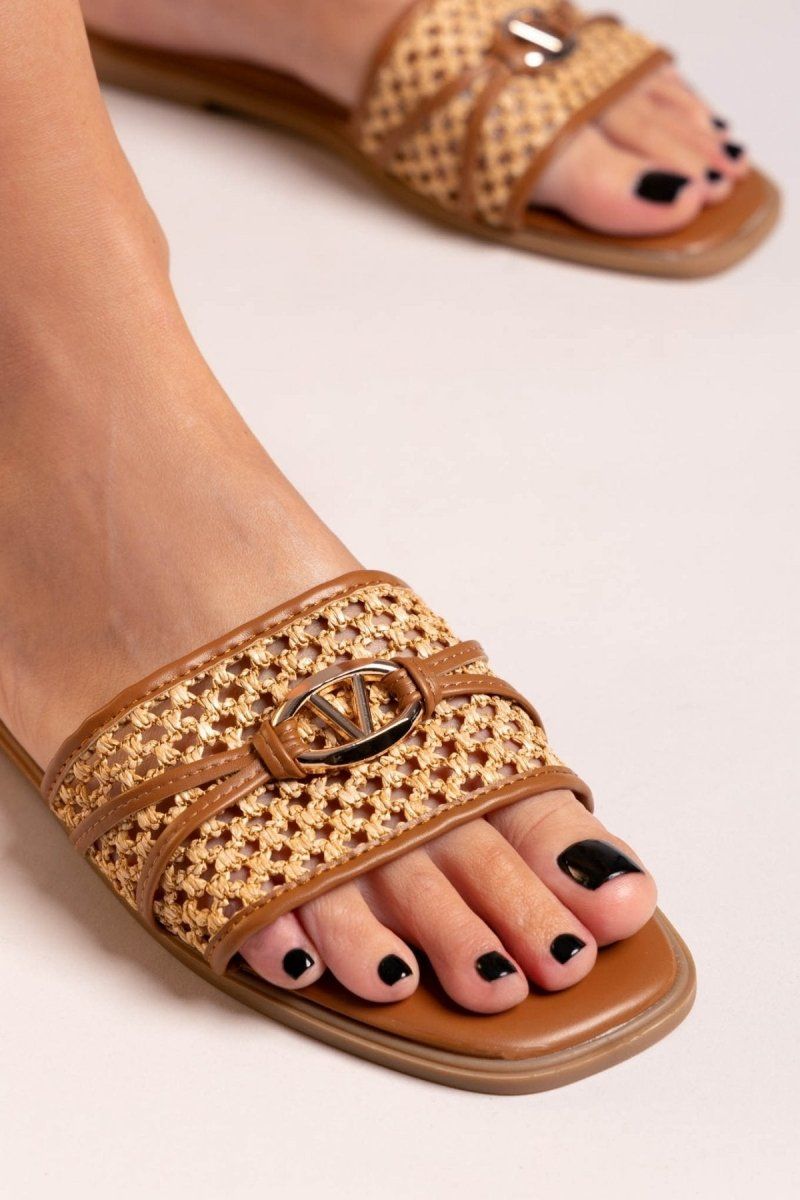 Σανδάλια με ψάθα ERYNN - Κάμελ - thefashionproject.gr - ERYNN