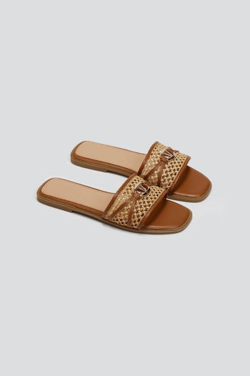 Σανδάλια με ψάθα ERYNN - Κάμελ - thefashionproject.gr - ERYNN