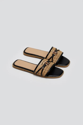 Σανδάλια με ψάθα ERYNN - Μπεζ/Μαύρο - thefashionproject.gr - ERYNN
