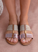 Σανδάλια με ψάθα και μεταλλικό χρώμα ERYNN - Ροζ - thefashionproject.gr - ERYNN