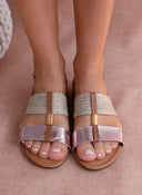 Σανδάλια με ψάθα και μεταλλικό χρώμα ERYNN - Ροζ - thefashionproject.gr - ERYNN