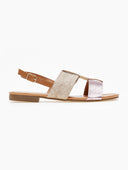 Σανδάλια με ψάθα και μεταλλικό χρώμα ERYNN - Ροζ - thefashionproject.gr - ERYNN