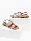 Σανδάλια με ψάθα και μεταλλικό χρώμα ERYNN - Ροζ - thefashionproject.gr - ERYNN