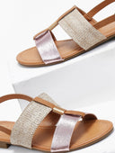 Σανδάλια με ψάθα και μεταλλικό χρώμα ERYNN - Ροζ - thefashionproject.gr - ERYNN