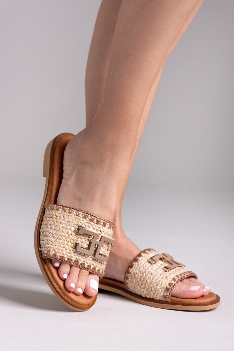 Σανδάλια με ψάθα Ragazza 1015 - Μπεζ - thefashionproject.gr - RAGAZZA