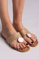 Σανδάλια με ψάθινη φάσα ERYNN - Κάμελ - thefashionproject.gr - ERYNN