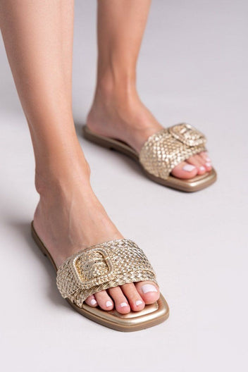 Σανδάλια με ψάθινη φάσα Xti 143861 - Χρυσό - thefashionproject.gr - Xti Footwear
