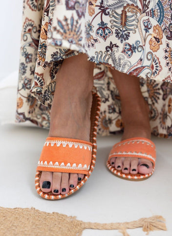 Σανδάλια με ραφές στη φάσα ERYNN - Πορτοκαλί - thefashionproject.gr - ERYNN