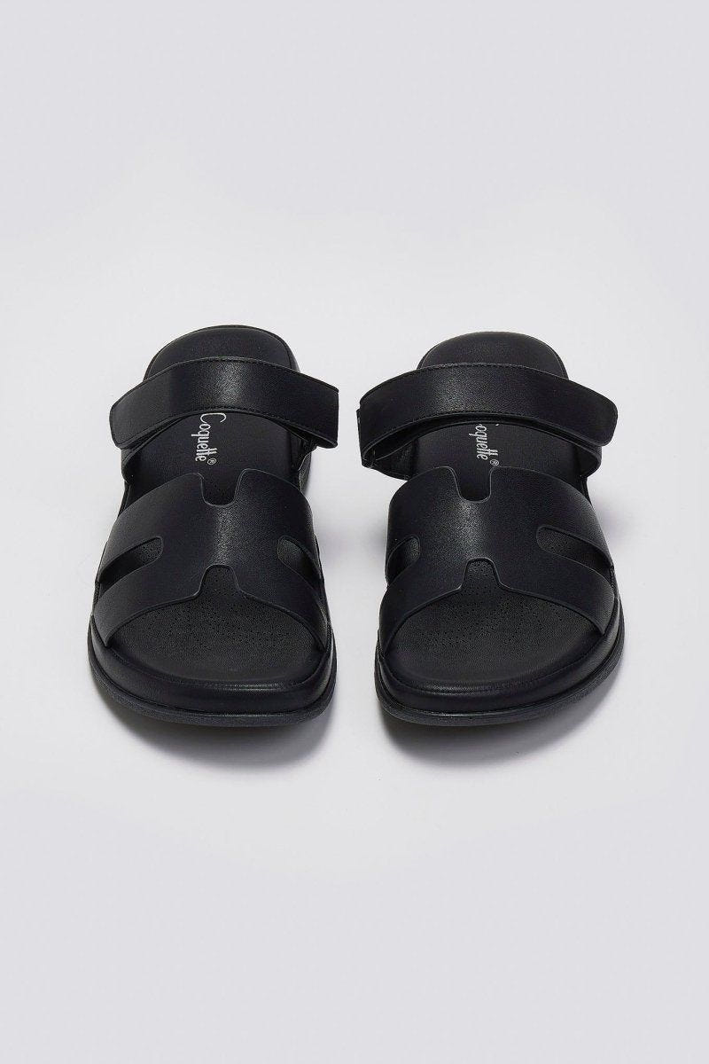Σανδάλια με sporty σόλα και velcro - Μαύρο - thefashionproject.gr - La Coquette