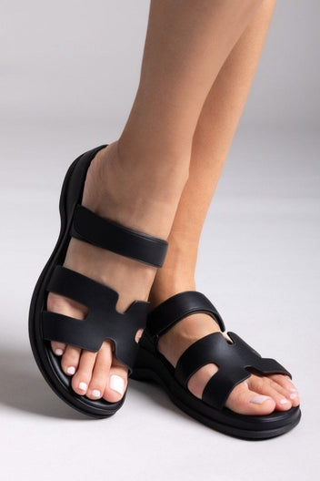 Σανδάλια με sporty σόλα και velcro - Μαύρο - thefashionproject.gr - La Coquette