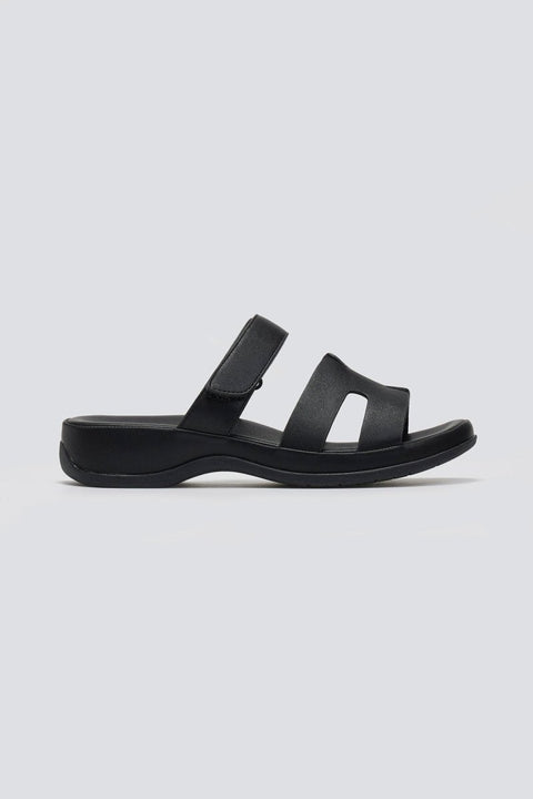 Sporty Sole Velcro Sandals - Black