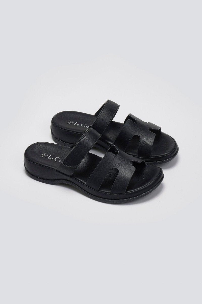 Σανδάλια με sporty σόλα και velcro - Μαύρο - thefashionproject.gr - La Coquette