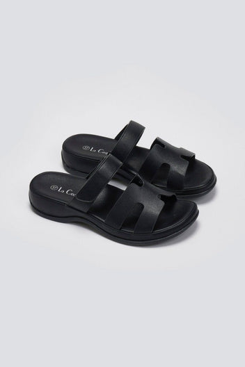 Σανδάλια με sporty σόλα και velcro - Μαύρο - thefashionproject.gr - La Coquette