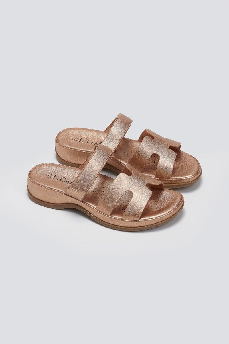 Σανδάλια με sporty σόλα και velcro - Χαλκός - thefashionproject.gr - La Coquette
