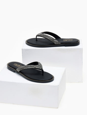 Σανδάλια με στρας Estil - Μαύρο - thefashionproject.gr - Estil