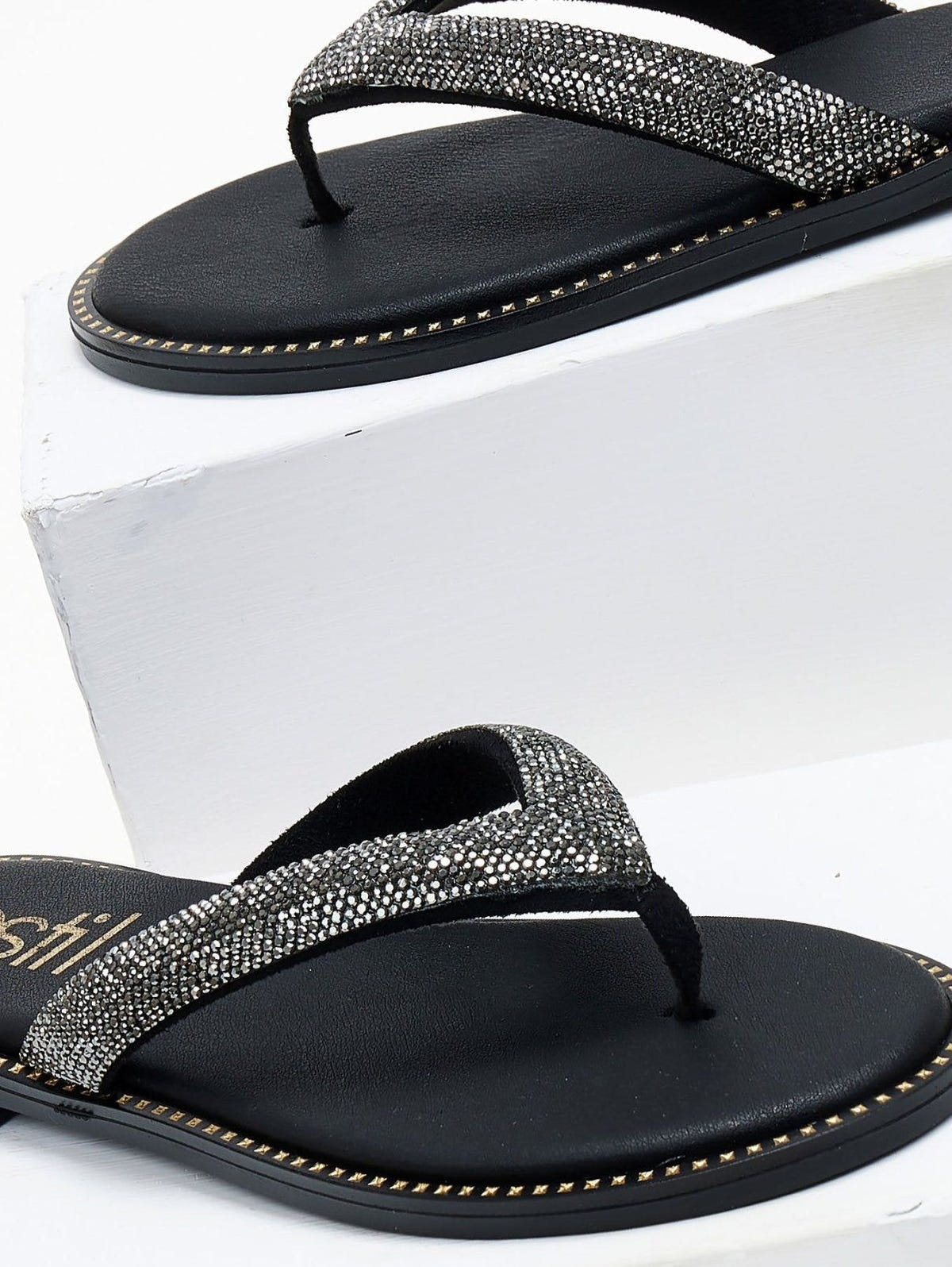 Σανδάλια με στρας Estil - Μαύρο - thefashionproject.gr - Estil