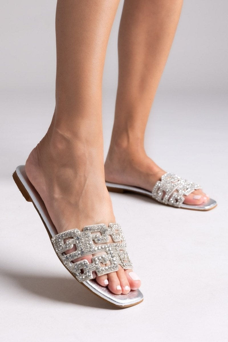 Σανδάλια με στρας φάσα Iris sandals - Ασημί - thefashionproject.gr - IRIS