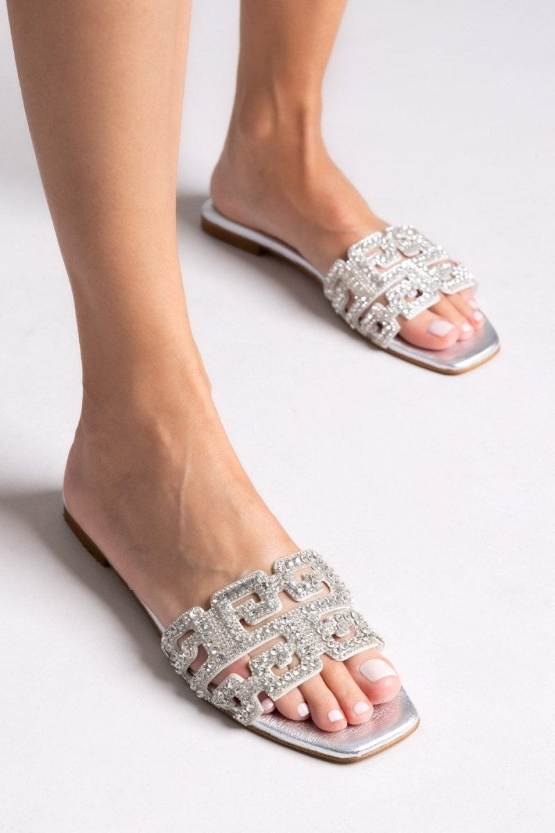 Σανδάλια με στρας φάσα Iris sandals - Ασημί - thefashionproject.gr - IRIS