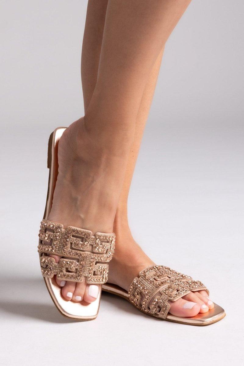 Σανδάλια με στρας φάσα Iris sandals - Χαλκός - thefashionproject.gr - IRIS