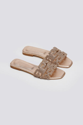 Σανδάλια με στρας φάσα Iris sandals - Χαλκός - thefashionproject.gr - IRIS