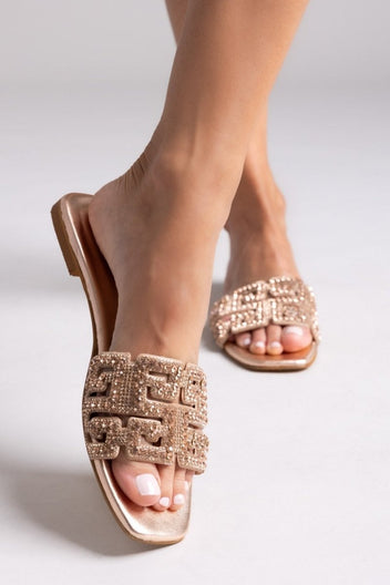 Σανδάλια με στρας φάσα Iris sandals - Χαλκός - thefashionproject.gr - IRIS