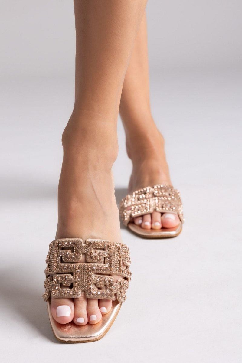 Σανδάλια με στρας φάσα Iris sandals - Χαλκός - thefashionproject.gr - IRIS