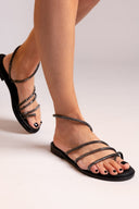 Σανδάλια με στρας Ragazza 01122 - Μαύρο - thefashionproject.gr - RAGAZZA