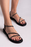Σανδάλια με στρας Ragazza 01128 - Μαύρο - thefashionproject.gr - RAGAZZA