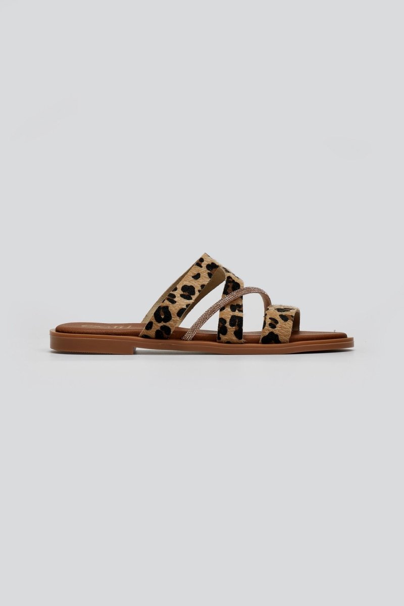 Σανδάλια με συνθετικό ponyskin και print Estil - Leopard - thefashionproject.gr - Estil