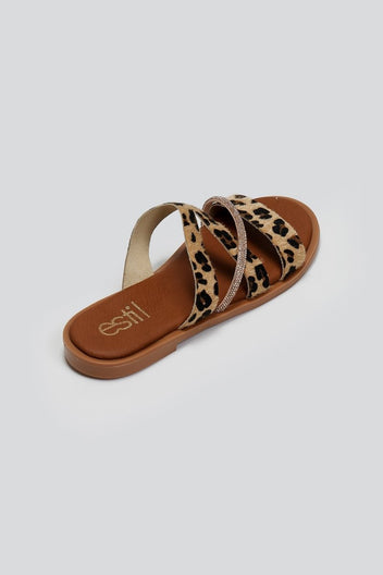 Σανδάλια με συνθετικό ponyskin και print Estil - Leopard - thefashionproject.gr - Estil