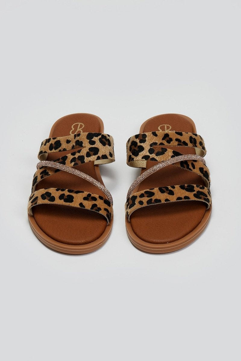Σανδάλια με συνθετικό ponyskin και print Estil - Leopard - thefashionproject.gr - Estil