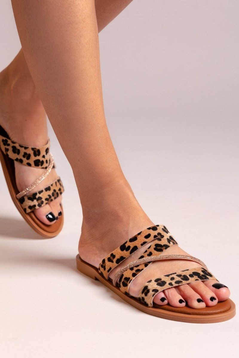 Σανδάλια με συνθετικό ponyskin και print Estil - Leopard - thefashionproject.gr - Estil