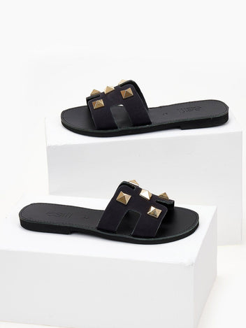 Σανδάλια με τρουκς και ανοίγματα estil - Μαύρο - thefashionproject.gr - Estil