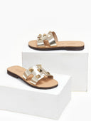 Σανδάλια με τρουκς και ανοίγματα estil - Χρυσό - thefashionproject.gr - Estil