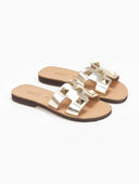Σανδάλια με τρουκς και ανοίγματα estil - Χρυσό - thefashionproject.gr - Estil