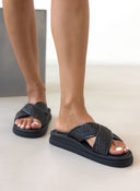 Σανδάλια με χιαστί ψάθινη φάσα Estil - Μαύρο - thefashionproject.gr - Estil