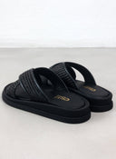 Σανδάλια με χιαστί ψάθινη φάσα Estil - Μαύρο - thefashionproject.gr - Estil