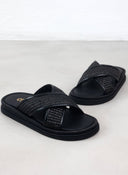 Σανδάλια με χιαστί ψάθινη φάσα Estil - Μαύρο - thefashionproject.gr - Estil