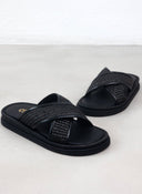 Σανδάλια με χιαστί ψάθινη φάσα Estil - Μαύρο - thefashionproject.gr - Estil