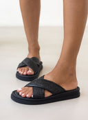 Σανδάλια με χιαστί ψάθινη φάσα Estil - Μαύρο - thefashionproject.gr - Estil
