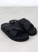 Σανδάλια με χιαστί ψάθινη φάσα Estil - Μαύρο - thefashionproject.gr - Estil