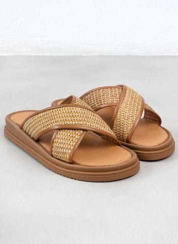 Σανδάλια με χιαστί ψάθινη φάσα Estil - Ταμπά - thefashionproject.gr - Estil