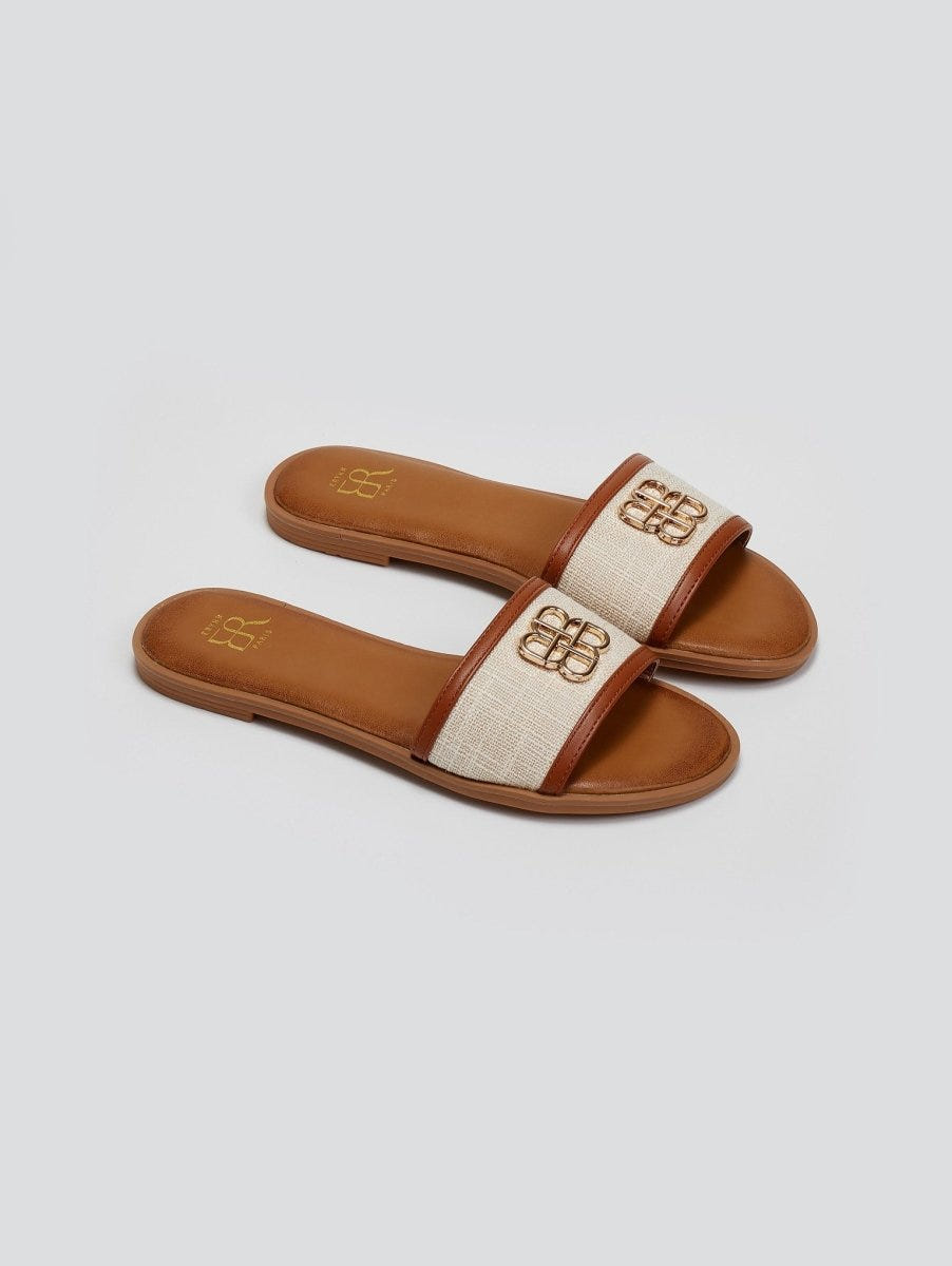 Σανδάλια με υφασμάτινη φάσα ERYNN - Κάμελ - thefashionproject.gr - ERYNN