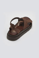 Σανδάλια nubuck δερμάτινα με μπαρέτα - Καφέ - thefashionproject.gr - TFP